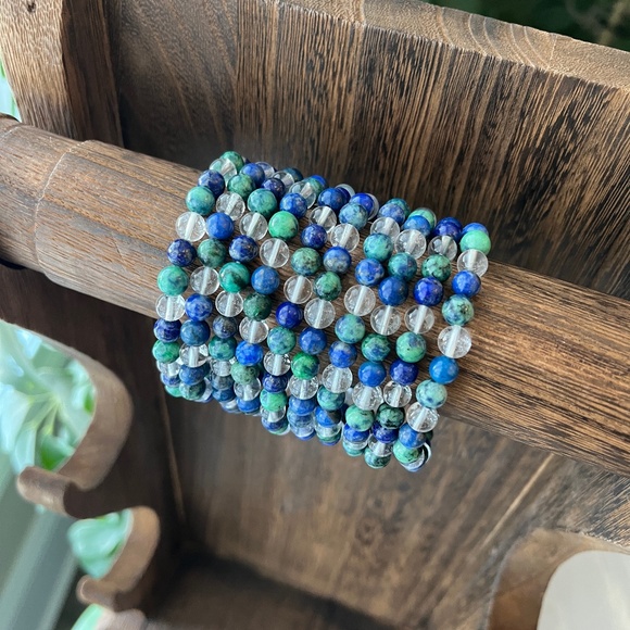 Chrysocolla Lapis Crystal Quartz Multi Stone Bracelet (One) - Picture 1 of 4